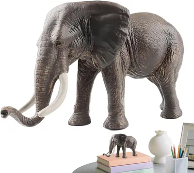 Productafbeelding van Olifanten Beeld - Dierenornament - Woondecoratie - Gedetailleerd Ontwerp - 17 cm - Grijs