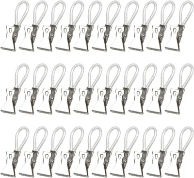 Productafbeelding van Handdoekclips 30 stuks, metalen klemmen voor handdoeken, wit, voor keuken, badkamer en buitengebruik