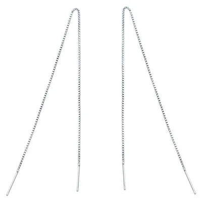 Produktbild von 925 Silber Ohrring Bar Quaste Einfädler Durchziehen Kette baumeln Tropfen Ohrrin
