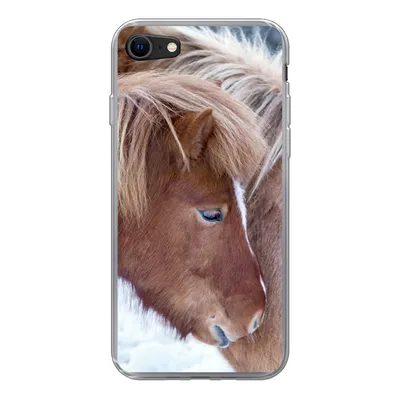 Produktbild von MuchoWow® Handyhülle Schutzhülle Hülle für iPhone SE 2020 Pferde - Fohlen - Schnee Silikon Softcase Handy Hülle - Kartenbesitzer