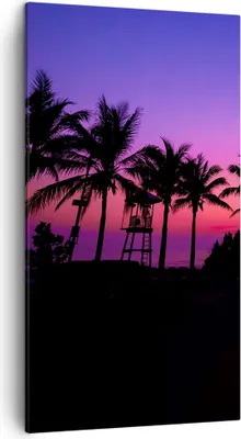Produktbild von Bild auf Leinwand - Leinwandbild - Sonnenuntergang dämmerung sonne palme - 45x80cm - Wand Bild - Wanddeko - Leinwanddruck - Bilder - Kunstdruck - Leinwand bilder - Wandkunst - PA45x80-2788