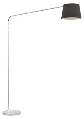 Image de Lampadaire contemporain d'angle, base en marbre blanc, abat-jour noir, une ampoule E27