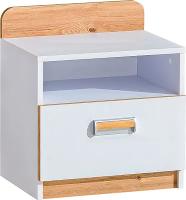Produktbild von Minio, Nachttisch "LORETO 12", Nachtschrank, Weiße / Nash Eiche Farbe