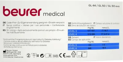 Produktbild von Beurer Blutzuckerteststreifen GL44 / GL50 50 Stück