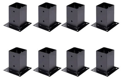 Produktbild von Alberts 8 x Aufschraubhülse für Vierkantholzpfosten, 91x91 mm, verzinkt, schwarz kunststoffbeschichtet, Topfhöhe 150 mm