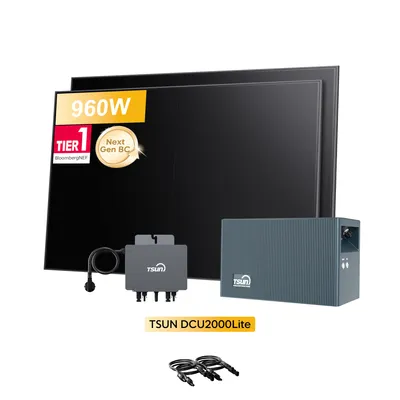 Produktbild von Powerness Balkonkraftwerk Speicher, TSUN DCU2000Lite mit 800W Mikrowechselrichter & 960W Solarmodule, 2400W PV Input & Dual MPPT (0% MwSt)