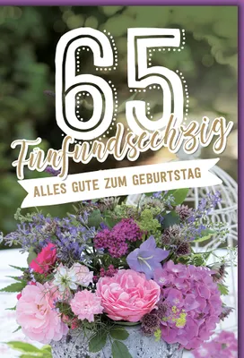 Produktbild von 65. Geburtstag Blumenstrauß alles Gute Glückwunschkarte mit Umschlag
