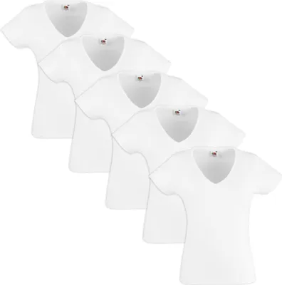 Immagine prodotto di Fruit of the Loom Maglietta donna Valueweight 5 pz. Scollo a V bianco S