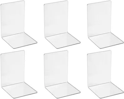 Image de Serre-livres en acrylique pour le bureau, l'école ou la chambre à coucher - transparents - lot de 6