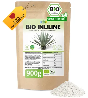 Productafbeelding van Inulinepoeder 900 g - Vezelpoeder - Prebioticum - Veganistisch - Gecertificeerde Biologische Teelt - Lichtzoete Smaak