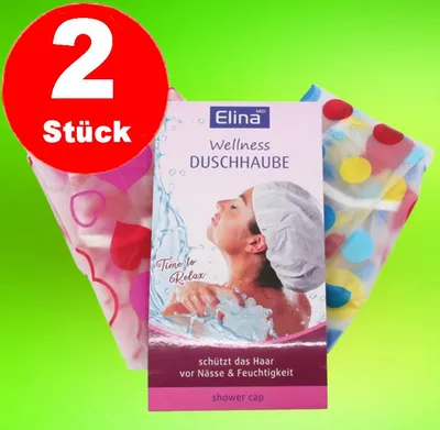 Produktbild von 2x Duschhaube Badehaube groß - wasserdicht Wasserschutz Haare Haarschutz Wasser