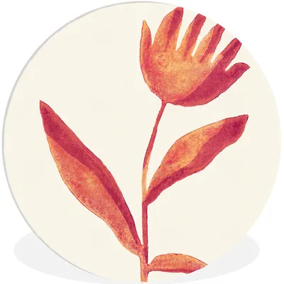 Produktbild von MuchoWow® Rundes Wandbild - Runde Bilder Blumen - Pflanze - Rot - Pastell Ø 60 cm Kreis Wanddekoration Kunststoff - Wandkreis - Wandschmuck - Wand Kreis - Das Schlafzimmer - Die Bilder - Wandmalerei - Kunst für das Haus - das Plastik