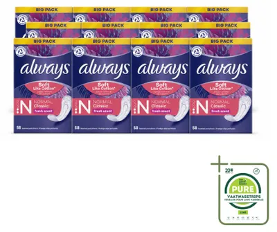 Imagen del producto de 12 unidades de protectores diarios Always Discreet Fresh, para uso normal, paquete grande