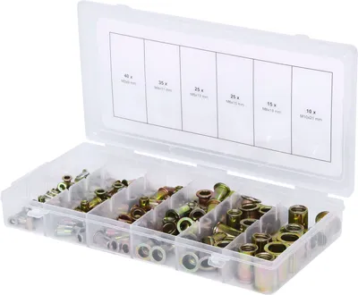 Produktbild von KS Tools Sortiment Gewindenieten, Stahl, M3x9 mm-M10x21 mm, 150-tlg.