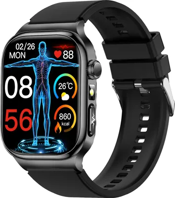 Image de INF Montre Connectée AMOLED 2.04 pouces avec Suivi de Santé Avancé Le noir