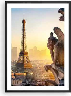 Produktbild von Gerahmtes Poster - Schwarzer Rahmen - Wasserspeier Turm Eiffel - 50x70 cm - Wand Bild - Wanddeko - Wandbilder - Kunstposter - Wandposter - Bilderrahmen - Bilder - Kunstdruck - P2BPA50x70-4633