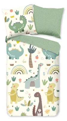 Produktbild von Good Morning Kinder-Wendebettwäsche Quint" salbei 1x 135x200 cm + 1x 80x80 cm"