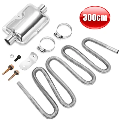 Produktbild von Jopassy 300cm φ25mm AbgasschlauchAbgasschalldämpfer Edelstahl Auspuffrohr – Komplettset für Dieselheizung und Autoheizung mit Klemmen und Schalldämpfer