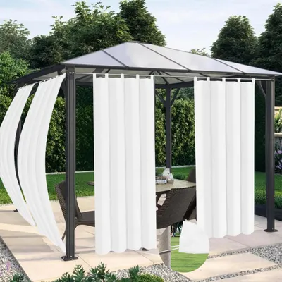 Immagine prodotto di Tenda impermeabile, antivento e oscurante con passanti; tende per soggiorno, camera da letto, giardino e terrazze; bianco; L132 x H244 cm