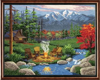Obrázek produktu pro Výšivky křížem vyšívané v sadě "Campfire", 36x28cm