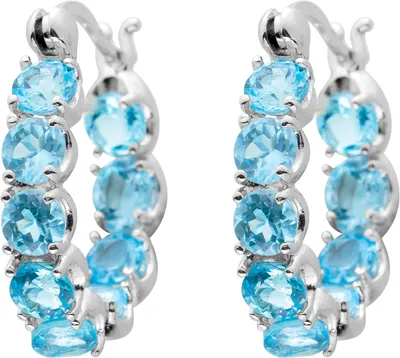 Produktbild von Blautopas Creolen Silber 925 hellblaue Natur Edelsteine