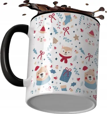 Immagine prodotto di Tazze natalizie con motivi animali e orsacchiotti come regalo per Babbo Natale sotto l'albero di Natale