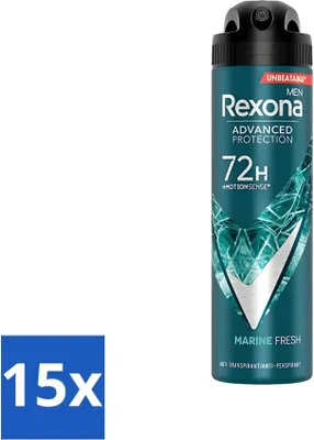 Produktbild von Rexona Men – Deodorant-Spray – Erweiterter Schutz – Marine Fresh – Antitranspirant & Transpirant – 150 ml - Vorteilspack - 15 Stücke