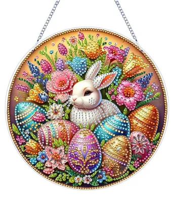 Produktbild von Diamond Painting Bastelset Osterhase Frühling Tischdeko Ostereier 5D DIY