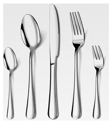 Produktbild von Besteckset für 6 Personen, 30-teiliges Essbesteckset mit Messer, Gabel und Löffel, Edelstahl spiegelpoliert, spülmaschinenfest