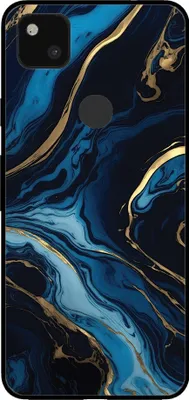 Produktbild von Smartphonica Handytasche für Google Pixel 4A mit Marmordruck - TPU Rückseite Abdeckung Fall Marmor Design - Gold Blau