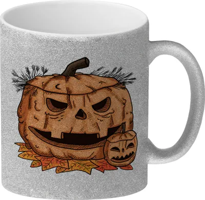 Produktbild von Herbstlicher Kürbiskopf Glitzer-Kaffeebecher