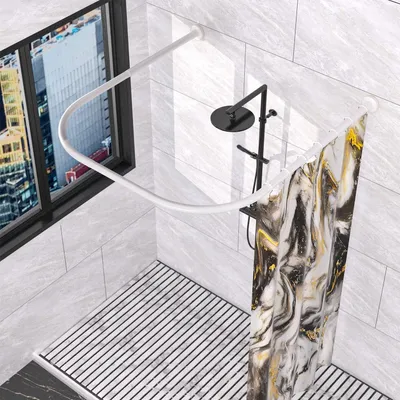 Produktbild von U-förmige Badezimmer Duschvorhangstange - Verstellbar von 80-119 cm