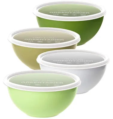 Obrázek produktu pro Sada mísek na míchání s víkem, 4 kusů, objem 2 litry, plast, stohovatelné, zelené