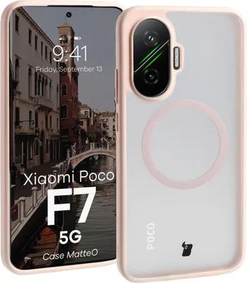 Produktbild von Handyhülle mit Magnetring für Xiaomi POCO F7, Bizon Case MatteO, Getönt-Rosa