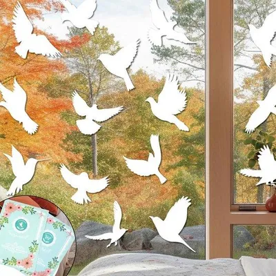 Produktbild von Weiße Vogelschutz-Fensterfolien 48 Stück, Schmetterlingsform