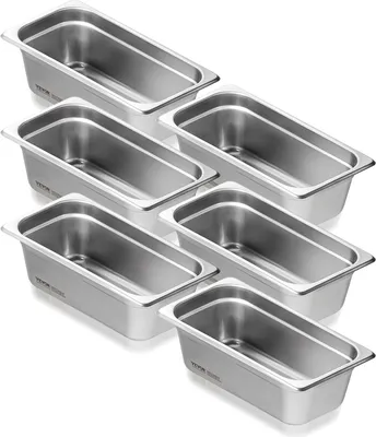 Obrázek produktu pro 6 x hotelové pánve Gastronorm nádoby z nerezové oceli 1/3 velikost 326x177x99mm