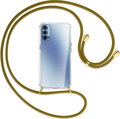 Produktbild von Handykette Backcover-Schutzhülle mit Band (Metall goldfarben) für Oppo Reno4 5G - khaki