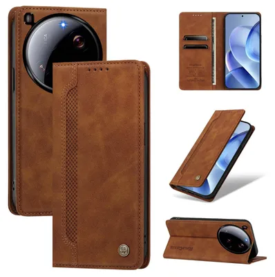 Produktbild von Handyhülle für Xiaomi 15 Ultra, Leder Wallet Klapphülle mit Standfunktion, Stoßfeste Schutzhülle Braun