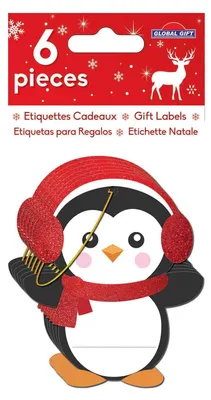 Produktbild von 6 Geschenkanhänger - Pinguine mit Glitter