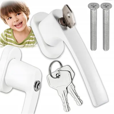 Produktbild von KREOleo Fenstergriff mit Schloss, Kindersicherung, Weiß