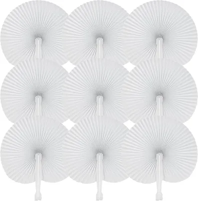 Productafbeelding van Bruiloftswaaiers - Set van 60 - Witte waaiers voor zomer - Evenementen en bruiloftsdecoratie - Doe-het-zelf decoratie