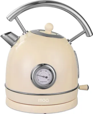 Produktbild von MOA Wasserkocher Retro - 1,8 Liter - Elektrischer Wasserkocher - Anti-Kalk-Filter - BPA-frei - Edelstahl - 2200W - Creme
