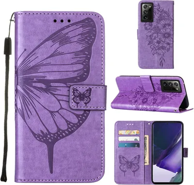 Obrázek produktu pro Galaxy Note 20 Ultra 4G Case, Butterfly Embossing Flip Leather Card Holder Protective Case Kožené pouzdro se stojánkem pro Samsung Galaxy Note 20 Ultra 4G / 5G Purple