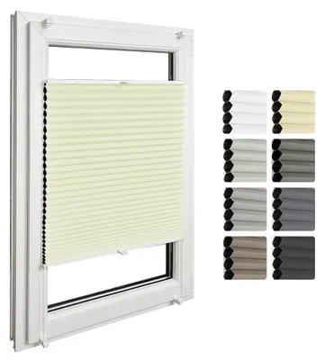 Productafbeelding van Dubbele plissé jaloezie, boorvrij met klemfix (wit-crème, B110cm x H120cm)