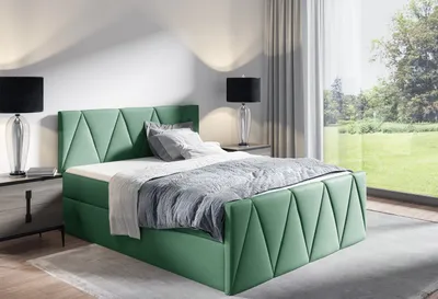 Produktbild von Doppelbett GISELA LUX – 140x200, grün + GRATIS-Topper