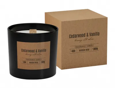 Produktbild von Kerze im Glas CEDARWOOD VANILLA duftende Holzdocht 300g