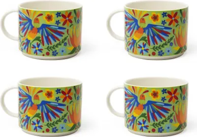 Zdjęcie produktu dla Excelsa Set Von 4 Jumbo Tasse Mexican Flowers Porzellan 50 cl Bunt