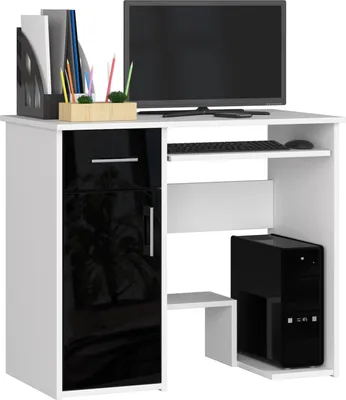 Produktbild von Schreibtisch 90cm mit Tastaturauszug 1 Schublade 1 Tür Computertisch Arbeitstisch