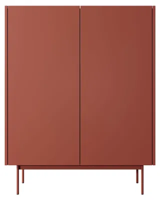 Produktbild von Highboard Color KD-97 Kommode 97x37x122cm Grifflos Keramikrot Eiche Linea