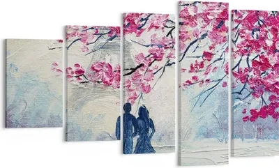 Produktbild von Bild auf Leinwand - Leinwandbild - 5 Teile - Paar Paris Baum - 100x60cm - Wand Bild - Wanddeko - Wandbilder - Leinwanddruck - Bilder - Wanddekoration - Leinwand bilder - Wandbild - EG100x60-4211